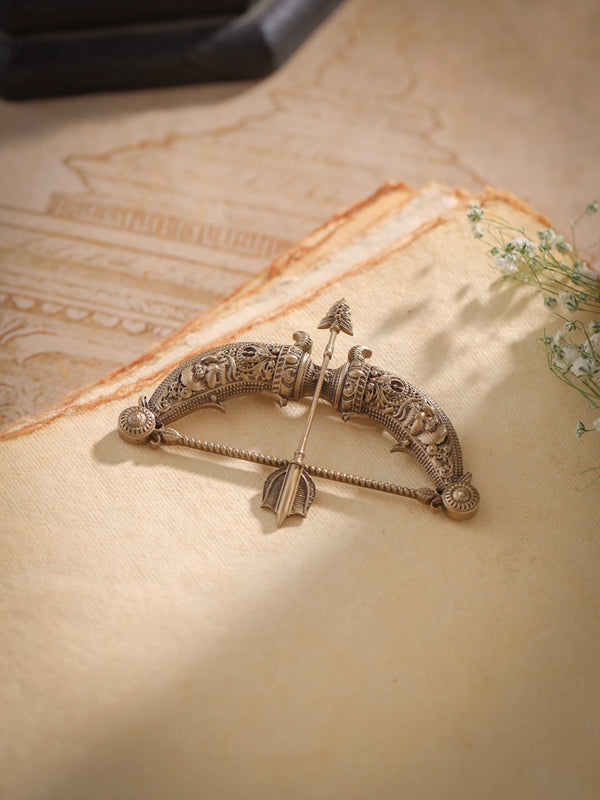 Ram Dhanush Antique Gold Brooch for Men